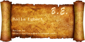 Balla Egbert névjegykártya
